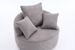 360° Swivel Chair Accent Barrel Chair Swivel Round Upholstered Sofa Chair with 3 Removable Pillows for Living Room, Bedroom, Office and Hotel, High-Resilience Sponge,Grey