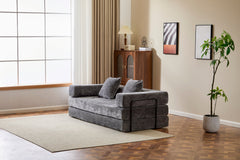 Floor Couch,Compression Sofa,Convertible Floor Sofa Bed-with Pillow Back Support Armrest,Comfy Futon Couch Lounge Sleeper Bed,Chenile fabric,for Living Room Bedroom (DARK-GREY)