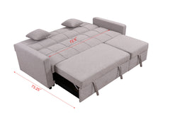 83' Oversized Upholstered Sofa Bed W/Pull Out Couch Bed & Adjustable Backrest,3 Seaters Sofa & Couch Convertible Sleep Sofabed for Home Apartment Living Room,Light Gray
