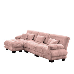 Luxury Modular Sectional Sofa Couch,Oversized L Shaped Cloud Couch for Living Room,Deep Seat Sofa Couch with Convertible Ottoman,Chenille Pink