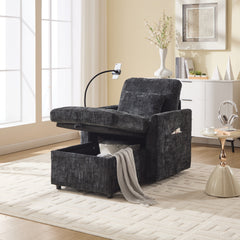 Multifunctional Lazy Person Sofa Recliner with Storage Backrest and Cell Phone Bracket in Chenille for Living Room or Bedroom
