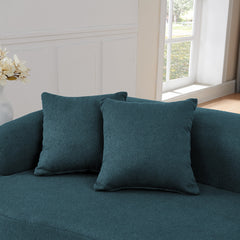 Curved Modular Sectional Sofa in Lamb's Wool Fabric, Modern Minimalist Style, Compressed (No Assembly Required), Comfy for Living Room & Bedroom - Blue