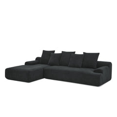 110.25x67'' Modern Upholstered L-Shape Sectional Sofa Couch, Modular Compressed Sofa with Free Combination for Living Room Bedroom, Melange Velvet, Black