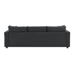 Modern Sectional Sofa with Convertible Ottoman and 2 Free Pillows, L-shaped 4-Seat Polyester Fabric Couch Set, Black