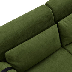 Modern Loveseat Sofa 2-Seater with USB Ports, Cylindrical Armrests, Green Chenille, 59 Inch