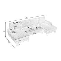 [VIDEO provided][New]U-Shaped Couch with Oversized Seat,4-Seat Sofa  with Double Chaise,Comfortable and spacious indoor furniture for Living Room,Apartment