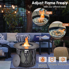 30K BTU Premium Outdoor Patio Gas Fire Pit Table With Fire Glass And Cover, 32" (SAK17432)