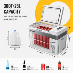 12V 30 Quart (28L) Portable Fridge & 30 Quart Insulated Protective Cover A3001-02803+A3001-01811