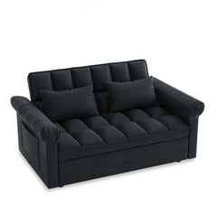 Loveseats Sofa Bed with Pull-out Bed,Adjsutable Back-Black