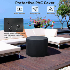 30K BTU Premium Outdoor Patio Gas Fire Pit Table With Fire Glass And Cover, 32" (SAK17432)