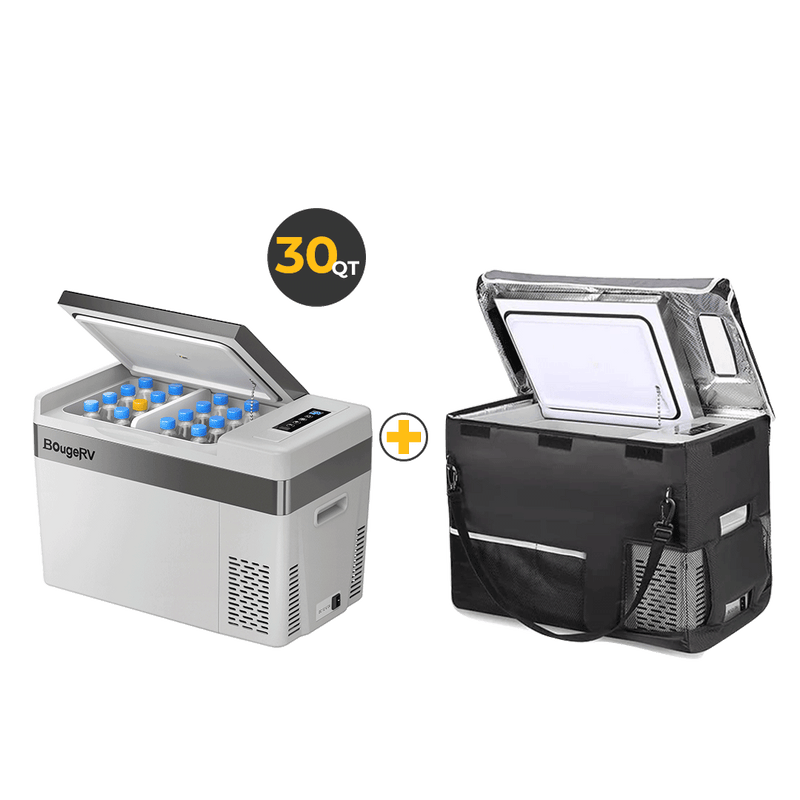 12V 30 Quart (28L) Portable Fridge & 30 Quart Insulated Protective Cover A3001-02803+A3001-01811