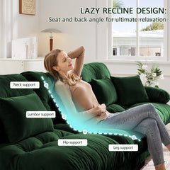 3-Seater Sectional Sofa Modular Deep Seat Sofa Couch , Chenille Sofa Soft Comfy Upholstered Furniture for Living Room, Apartment, Studio, Office,Chenille,Green