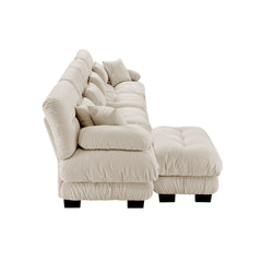 Free Combination, Modular Sectional Sofa,L Shaped Couch for Living Room, 4-Seater Comfy Cloud Couch with Convertible Ottoman, , Chenille Light coffee