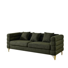 81Inch Oversized 3 Seater Sectional Sofa, Living Room Comfort Fabric Sectional Sofa - Deep Seating Sectional Sofa, Soft Sitting with 3 Pillows for Living Room, Bedroom, Office Green teddy (W834S00033)