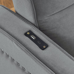 Loveseats Sofa Bed with Pull-out Bed,Adjsutable Back and Two Arm Pocket,TypeC and USB Charging with Copper nail,Grey (47'x53'x31')