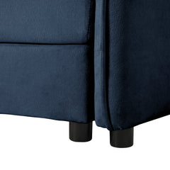 Modern Chenille Deep Seat Sectional Sofa Cloud Couch with Ottoman, Comfy Love Seat Upholstered Modular L Shaped Couch, Blue