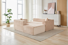 Compression Sectional Couch with Comfy Chaise, Boneless L Shape Sofa with Deep Seat, Minimalist Modular Couches Sleeper for Living Room Bedroom Apartment Lounge,corduroy,Beige