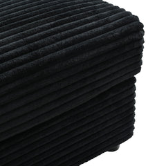 Oversized Loveseat Chaise Lounge Sectional Sofa Bed with USB Ports, Cup Holders, and Pillows, Black Corduroy