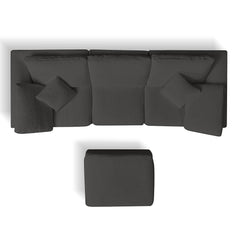 Cloud Sectional Couch for Living Room, Convertible L-Shape Sofa with Ottoman, 3 Seater Modular Design in Gray Chenille Fabric, 110 inches
