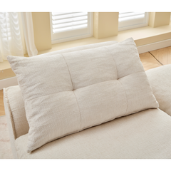 [NEW ARRIVED] [VIDEO PROVIDED]Modular Sofa,No Armrests,At will DIY,Soft Chenille Fabric,Neck Pillow-Back Lounge Sofa Chair,Reading Nook, or Apartment Living, Lumbar Pillow,2 Seats,Upholstered,Beige