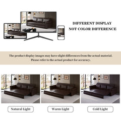 93.7 ' Pull Out Sofa Bed, 3-in-1 Faux Leather Convertible Sleeper Sofa with Nailhead Trim & Rolled Arm,Multi-Functional Sofa Bed for Living Room,Bedroom,Apartment,Office