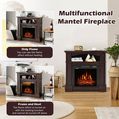 32" Electric TV Stand Entertainment Center Console Fireplace W/ Mantel & Shelf, 1400W (90869345)