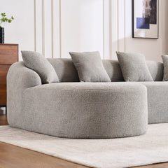 Boneless L-Shape Sectional Sofa with Curved Chaise,Grey Modular Chenille Compression Couch,30D High-Density Foam,Minimalist Modular Couches Sleeper for Living Room Bedroom Apartment Lounge.