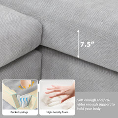 Modern Oversized L-shaped Sectional Sofa with Chaise and Free Pillows, Chenille Fabric, 119*55 Inches, Light Gray