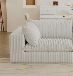 39.8' Cloud Sofa,Corduroy Fabric,Deep Seat Couches,Double-layer design,Removable  Cushion,No Assembly, DIY Combination for Living room, Bedroom,Conference room ,Apartment,White