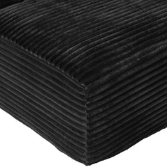 Modern Black Corduroy Chaise Lounge Sofa Bed with Removable Pillows, 48.8' Upholstered Sleeper Sofa
