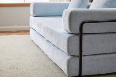 Floor Couch,Compression Sofa,Convertible Floor Sofa Bed-with Pillow Back Support Armrest,Comfy Futon Couch Lounge Sleeper Bed,Chenille fabric,for Living Room Bedroom (LIGHT-BLUE)