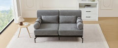 Modern Loveseat Sofa 59' Sofa Couch 2-Seater with USB Ports, Unique Cylindrical Armrests, Grey Chenille