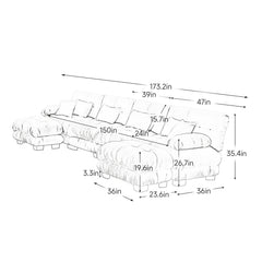 Free Combination Modular Sectional Sofa,U Shaped Couch for Living Room, 4-Seater Comfy Cloud Couch with 2 Ottomans, Chenille Pink