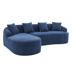 Full Compression Sponge Navy Blue Modular Chenille L-Shape Sectional Sofa with High-Density Foam,99'L, Spacious and Comfortable