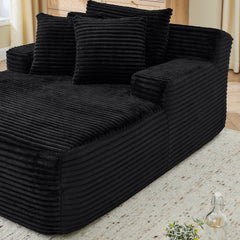 Modern Velvet Fabric Single Lazy Sofa Lounge Chair, Indoor Use, Black, No Assembly Required