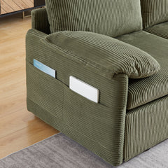 MH'' 64.5 Inch Sleeper Sofa Bed  3-in-1 Adjustable Sleeper with Pullout Bed   2 Pillows and Side Pockets  Soft Corduroy Convertible Sleeper Sofa Bed for Living Room Bedroom Apartment Office