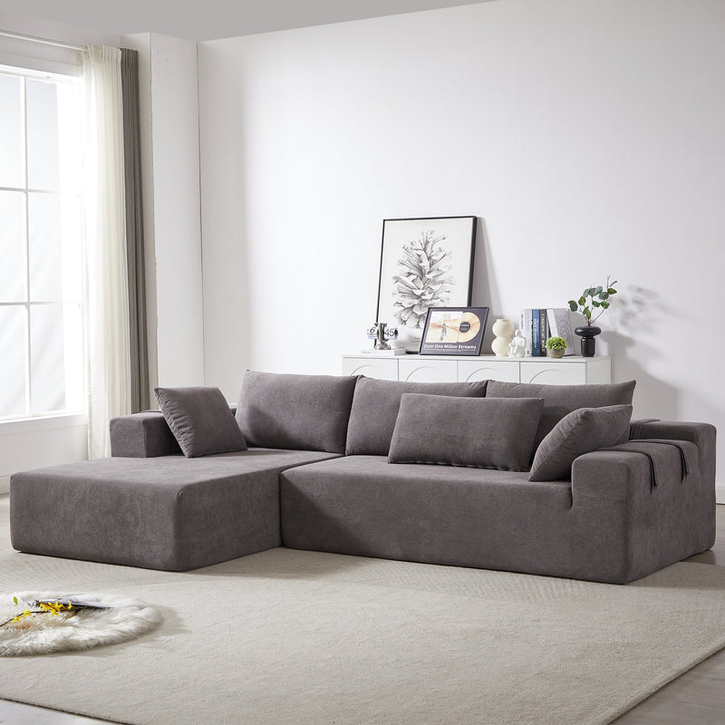 Modern Chenille Upholstered Sectional Sofa Couch Set,Modular 108' L Shaped Sectional Living Room Sofa Set With 6 Pillows,Free Combination Sofa Couch for Living Room,Bedroom(Left Chaise)W834P240001