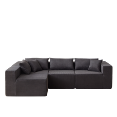 104-Inch Corduroy  Modular L Shaped Sectional Sofa,Luxury Floor Couch Set,Upholstered Indoor Furniture,Foam-Filled Compressed Sofa for Living Room,Bedroom,4 PC Free Combination