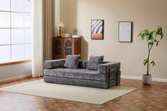 Floor Couch,Compression Sofa,Convertible Floor Sofa Bed-with Pillow Back Support Armrest,Comfy Futon Couch Lounge Sleeper Bed,Chenile fabric,for Living Room Bedroom (DARK-GREY)