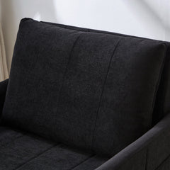 Upholstered Convertible Sleeper Sofa with 5-Position Backrest, Side Pockets, Storage, Black Chenille, 31.5'