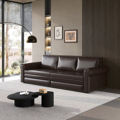 93.7 ' Pull Out Sofa Bed, 3-in-1 Faux Leather Convertible Sleeper Sofa with Nailhead Trim & Rolled Arm,Multi-Functional Sofa Bed for Living Room,Bedroom,Apartment,Office