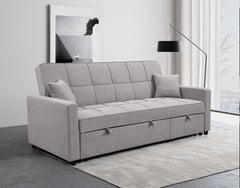 83' Oversized Upholstered Sofa Bed W/Pull Out Couch Bed & Adjustable Backrest,3 Seaters Sofa & Couch Convertible Sleep Sofabed for Home Apartment Living Room,Light Gray