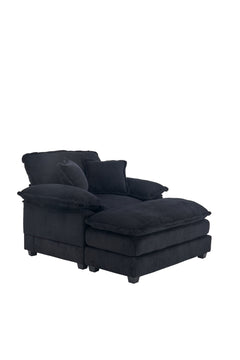 56.3 Inch Corduroy single sofa With  2 toss pillows and a ottoman ,Comfy Sofa- Deep Seat Couch for Living Room