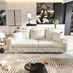 82.7 ' Plush Corduroy 3-Seat Sofa,Modern Comfy Upholstered Sofa Cloud Couch,Deep Seat Couches with Soft Pillows,Convertible Deep Seat Sofa Lounge Chair for Living Room Bedroom,Apartment,Office,Beige