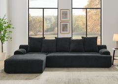 110.25x67'' Modern Upholstered L-Shape Sectional Sofa Couch, Modular Compressed Sofa with Free Combination for Living Room Bedroom, Melange Velvet, Black