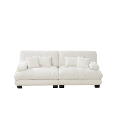 Cloud Couch 2 Seater Sofa for Living Room, Chenille 2 - Seat sofa with 2 Lumbar pillows and 2 throw pillows,Chenille White