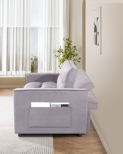 Pull Out Couch Bed-3 in 1 Convertible Sofa Bed, Upgraded wear-resistant suede fabric  Sleeper Chair Bed, Lounge Sleeper Sofa with Pullout Sofabed for Small Space Apartment Bedroom Living Room