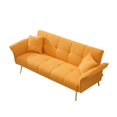 70-inch teddy fleece sofabed, convertible futon sofabed with adjustable arms and backrest, modern love sofa for living room and bedroom.