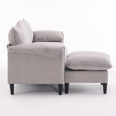 Convertible Combination Sofa, Sofa L-Shaped, Sofa with Footstools with Storage, Beige Sofa for Living Room, Living Room/Bedroom/Office/Small Space 3-Seater Combination Sofa - Beige