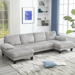 [VIDEO provided][New]U-Shaped Couch with Oversized Seat,4-Seat Sofa  with Double Chaise,Comfortable and spacious indoor furniture for Living Room,Apartment